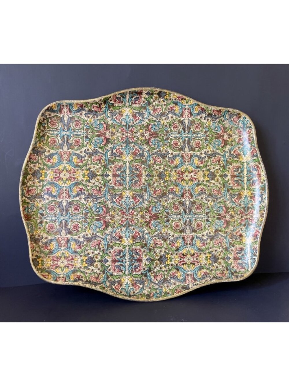 Vintage MCM Viking Import Florentine Paper Mache Serving Tray Japan 14”